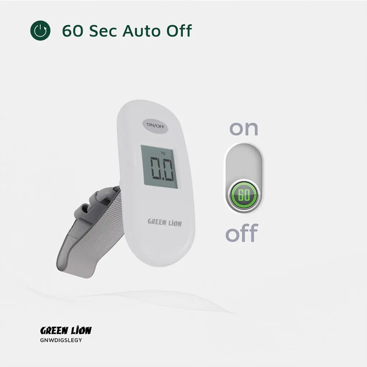 ميزان أمتعة رقمي Weight Mate – دقة عالية لوزن السفر مع شاشة LCD ووظيفة Tare وإيقاف تلقائي (رمادي) من Green Lion