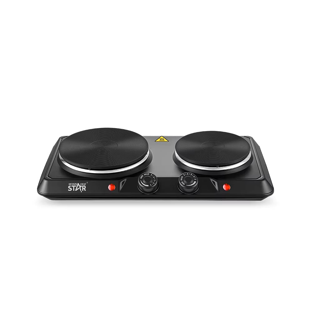 Double Electric Hot Plate 2500W (1500W + 1000W) ST-8201 by Winning Star, Dual Burner Portable Electric Cooker with Adjustable Temperature Control , SASKA UAE, SASKA