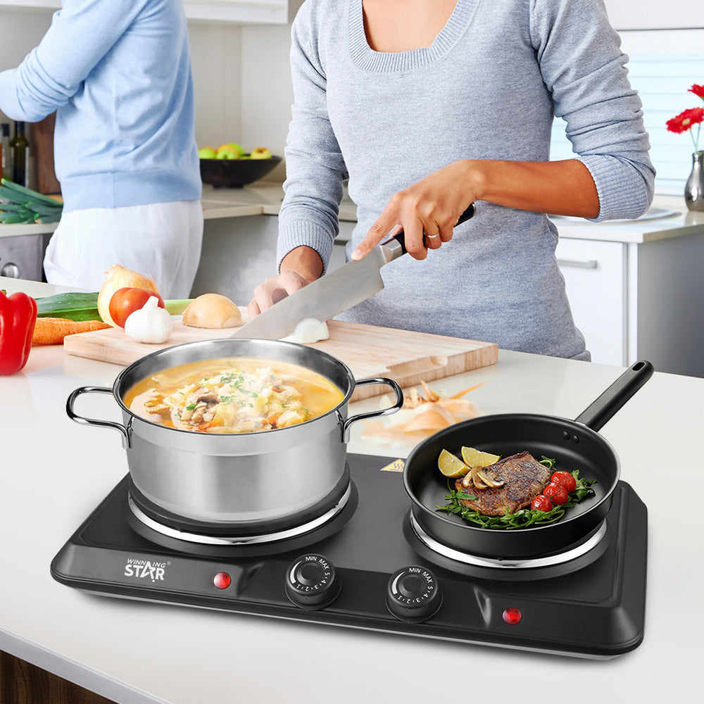 Double Electric Hot Plate 2500W (1500W + 1000W), Dual Burner Portable Electric Cooker with Adjustable Temperature Control by Winning Star