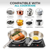 Double Electric Hot Plate 2500W (1500W + 1000W), Dual Burner Portable Electric Cooker with Adjustable Temperature Control by Winning Star