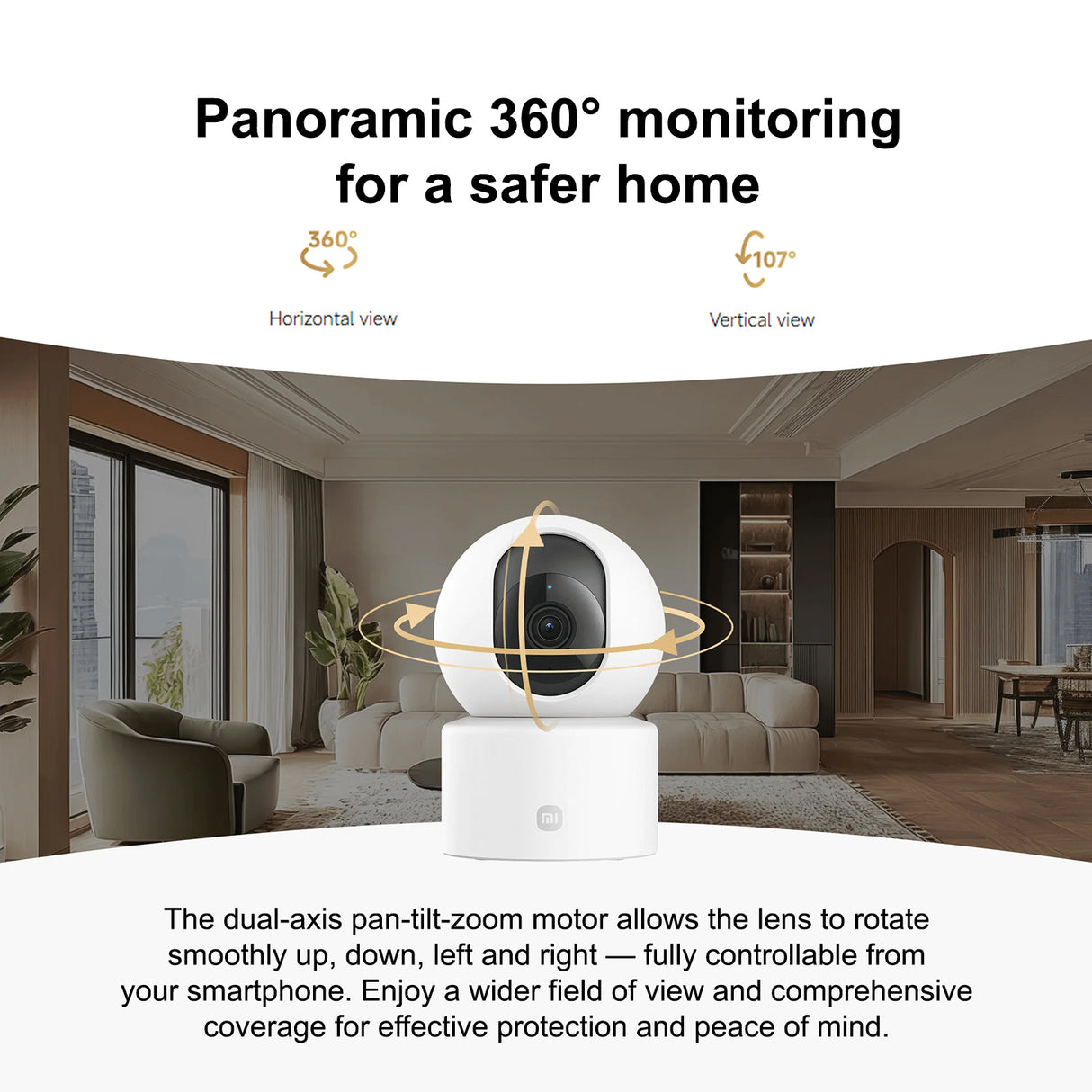 Mi Smart Camera C201 – 360° Home Security Camera with Night Vision, AI Motion Detection & Physical Lens Shielding by Xiaomi