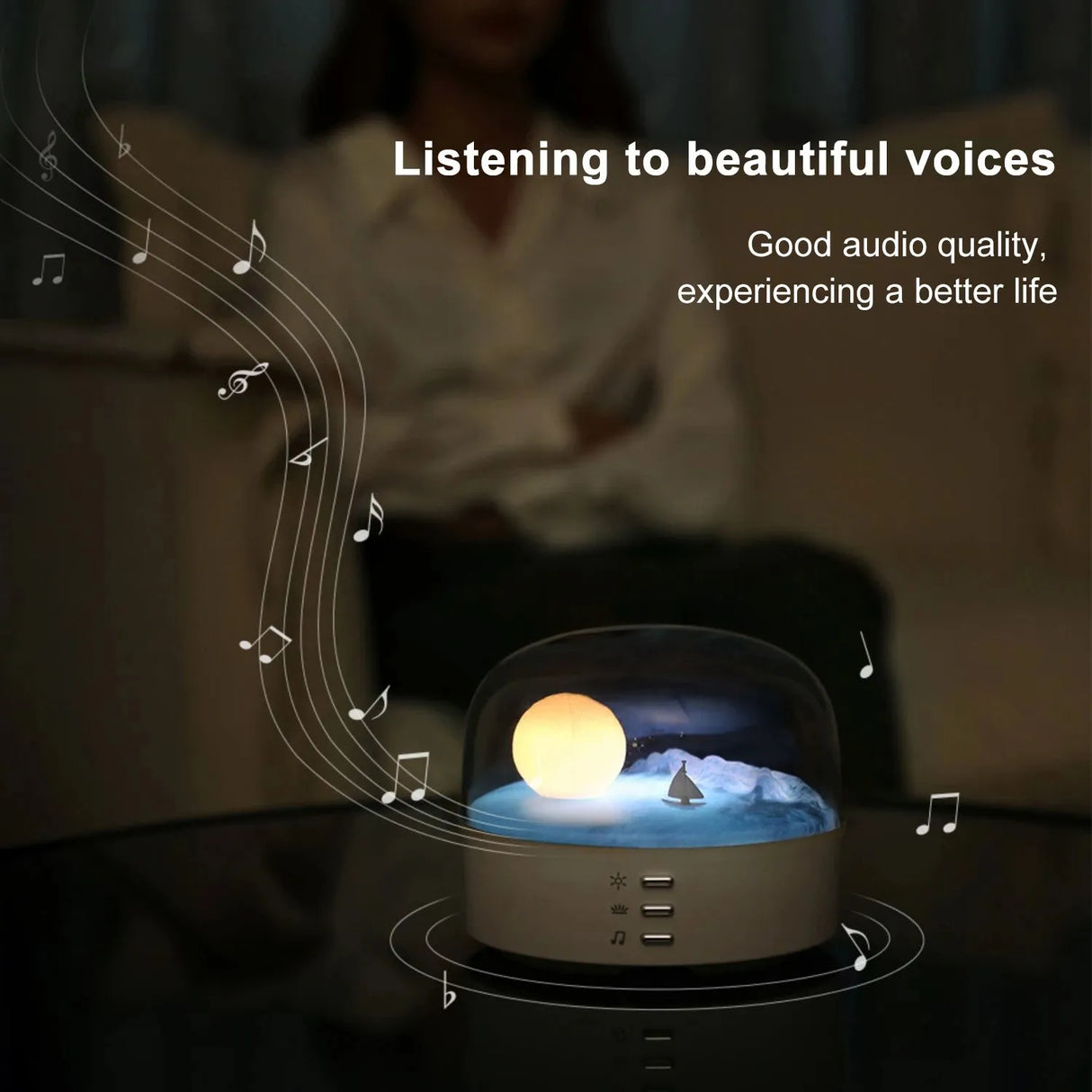 Moon Landscape Lamp with Bluetooth Speaker