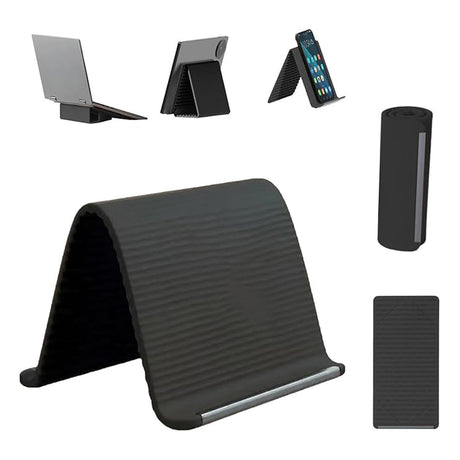 Portable Foldable Silicone Phone Holder, Multi-Angle Adjustable Flexible Phone & Tablet Stand,  black saska trading SASKA AE