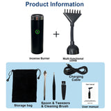 BK-82 Portable Electric Bakhoor & Oud Incense Burner, Cloths Head & Hair Comb 2-in-1 Rechargeable USB-C Mabkhara with 360° Rotatable Attachment, Ceramic Heating, Cordless Design