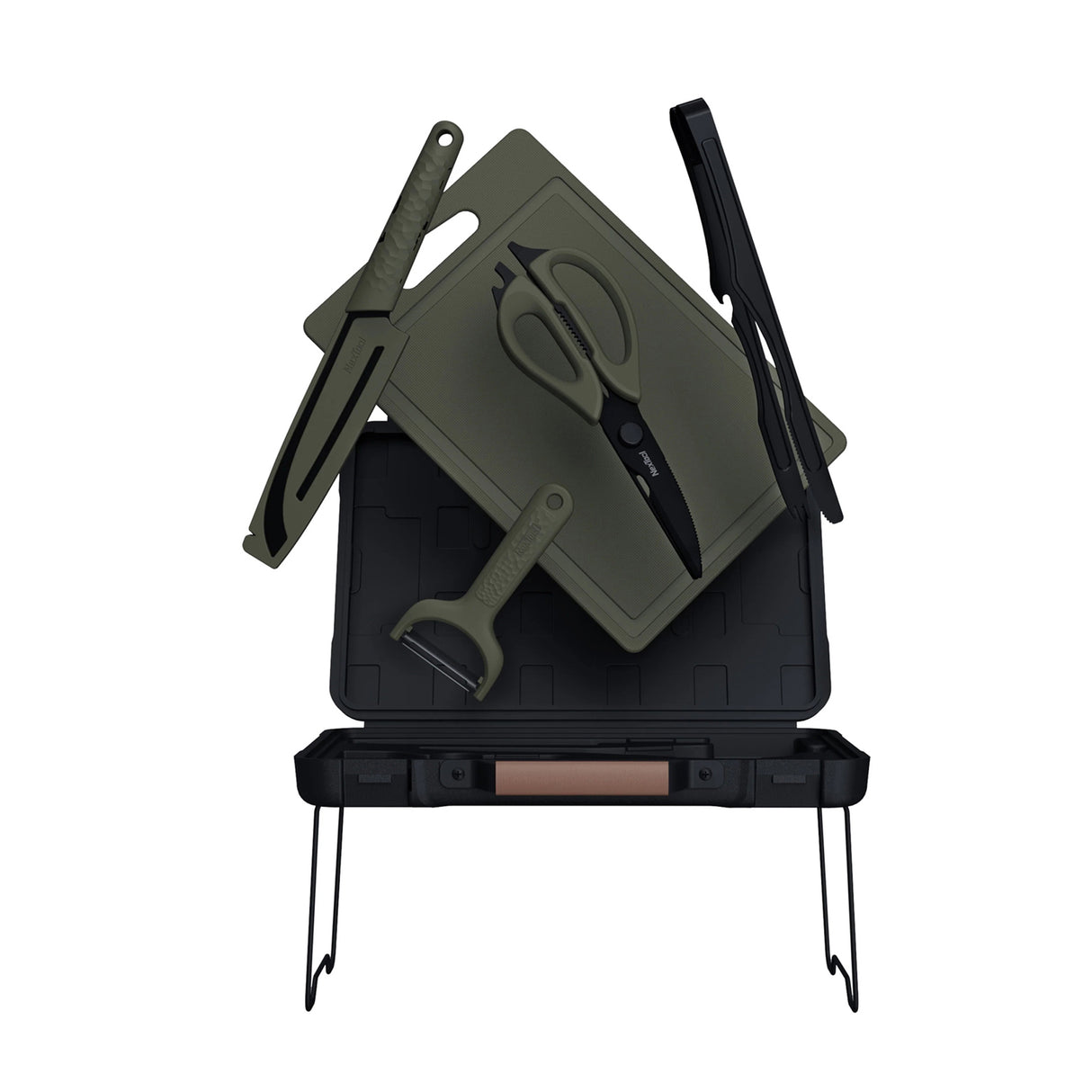 Camping BBQ kit - knife, chopping board, multi scissors, tongs, and portable case by Nextool - saska - saska.ae