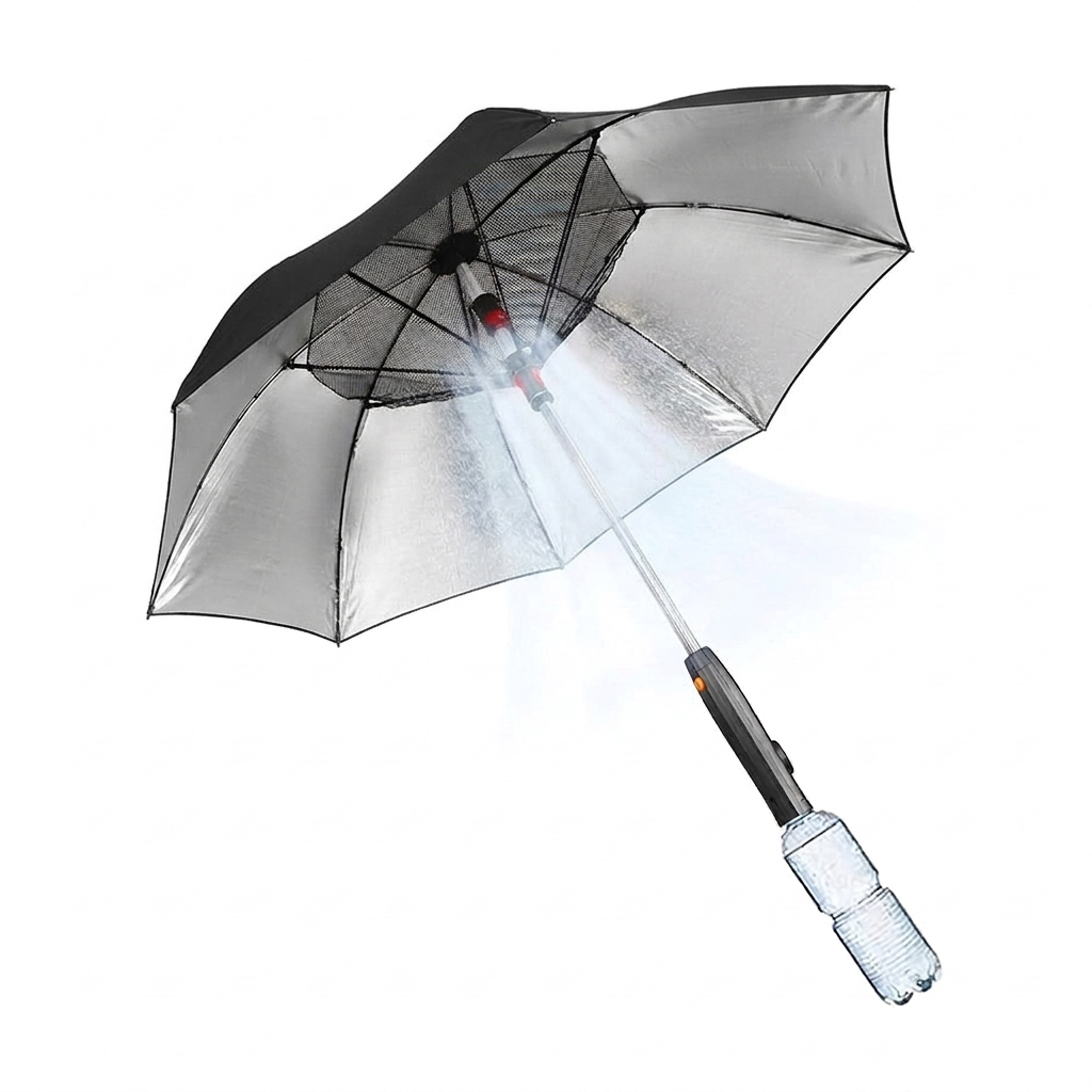 3-in-1 Cooling Sun Umbrella with Built-in Fan & Mist Sprayer
