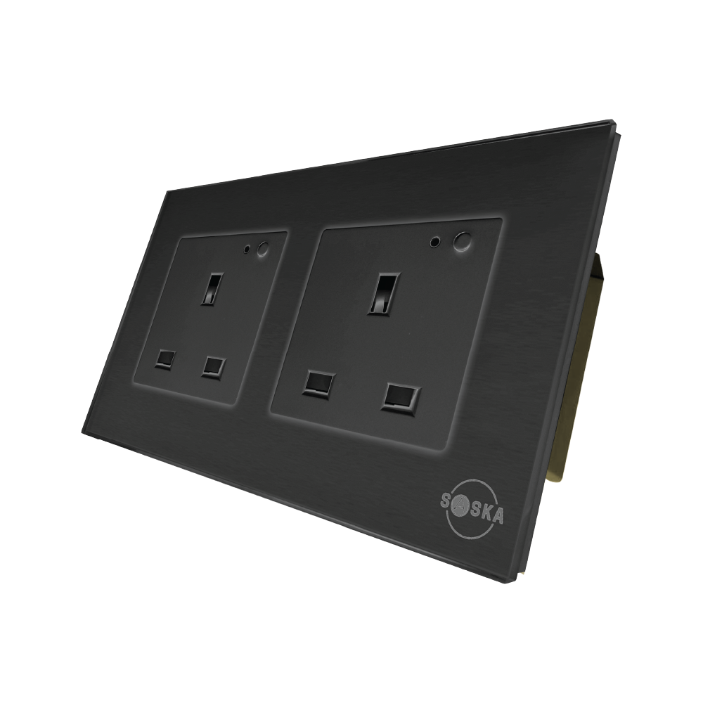 Black Saska smart wall socket Double