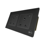 Black Saska smart wall socket Double