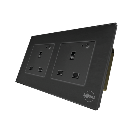 Black Saska smart wall socket Double