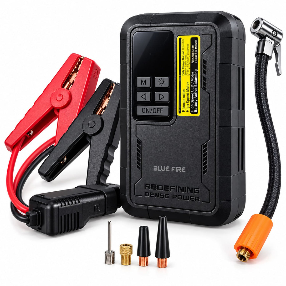 4-in-1 Portable Mini Car Jump Starter with Air Compressor, Emergency Powerbank and Flashlight BF-J06 by Blue fire