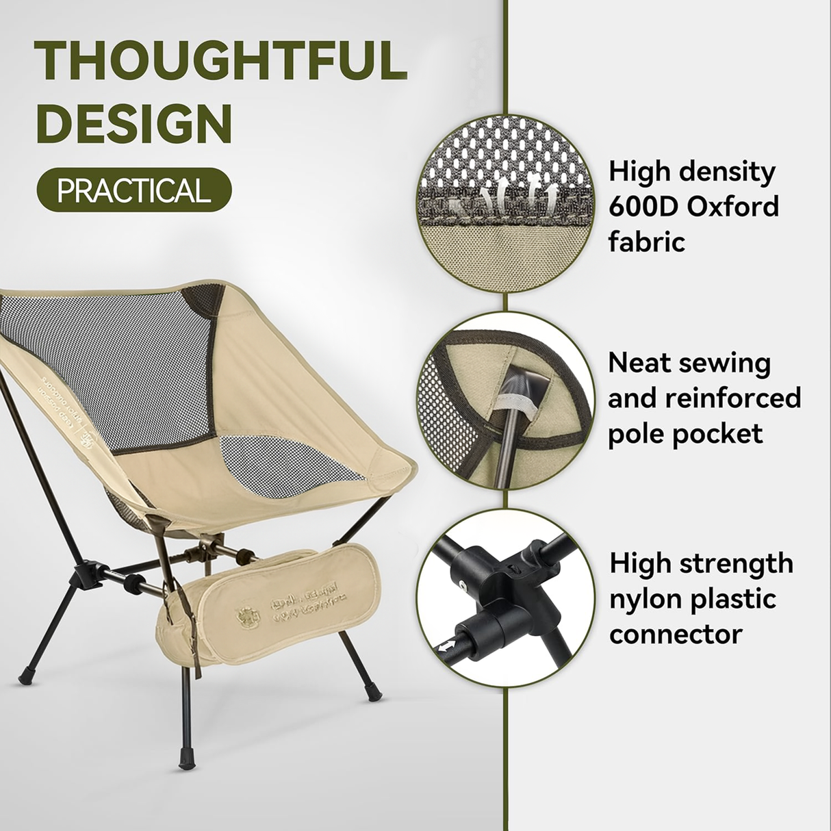 Ultralight Foldable Outdoor Chair – Design for Camping, Beach, Hiking, Wilderness & Fishing Adventures