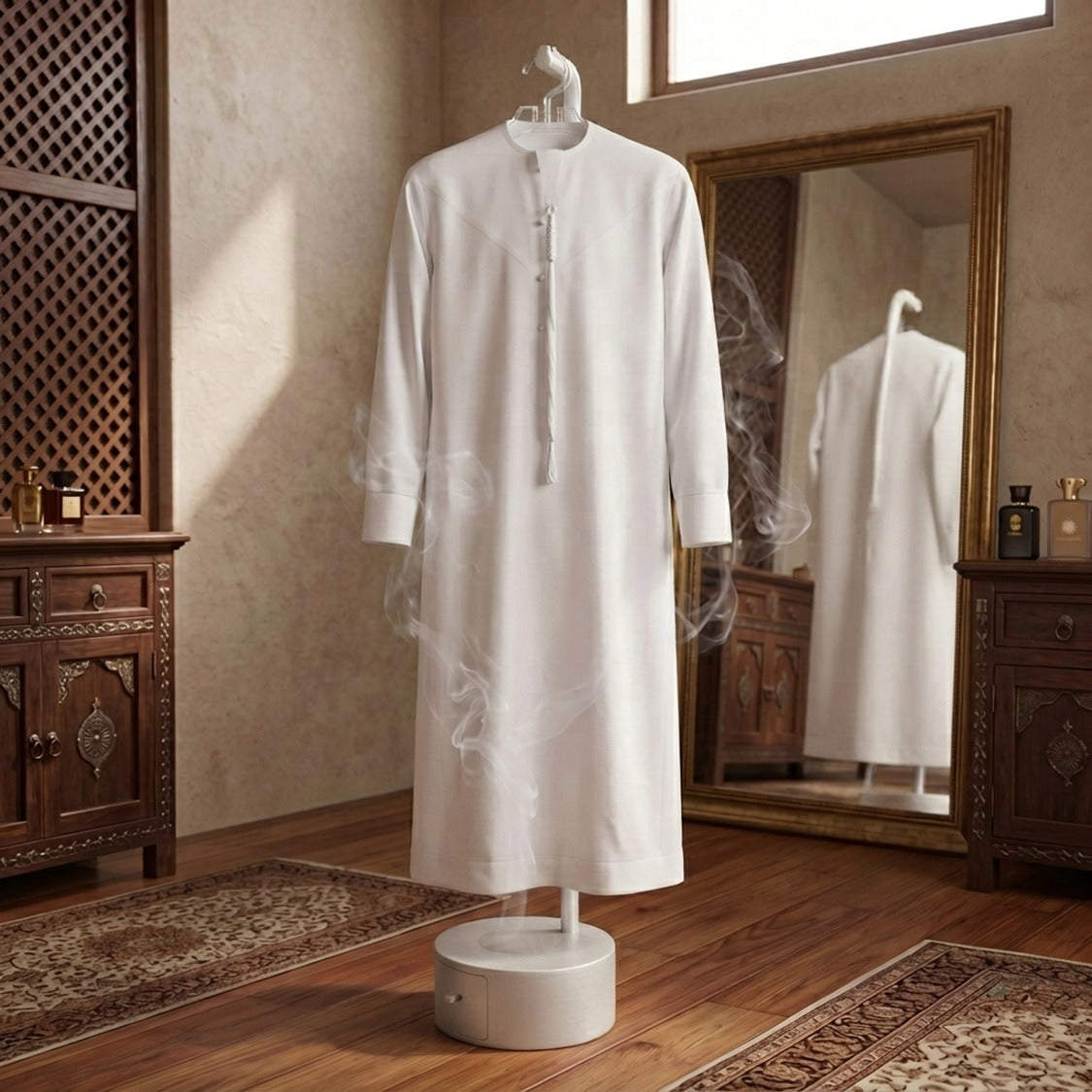185cm Long Incense Burner Stand, Adjustable Height Bakhoor Burning Clothes Hanger Stand