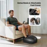 Person using COMFIER heated foot massager for relaxation and pain relief