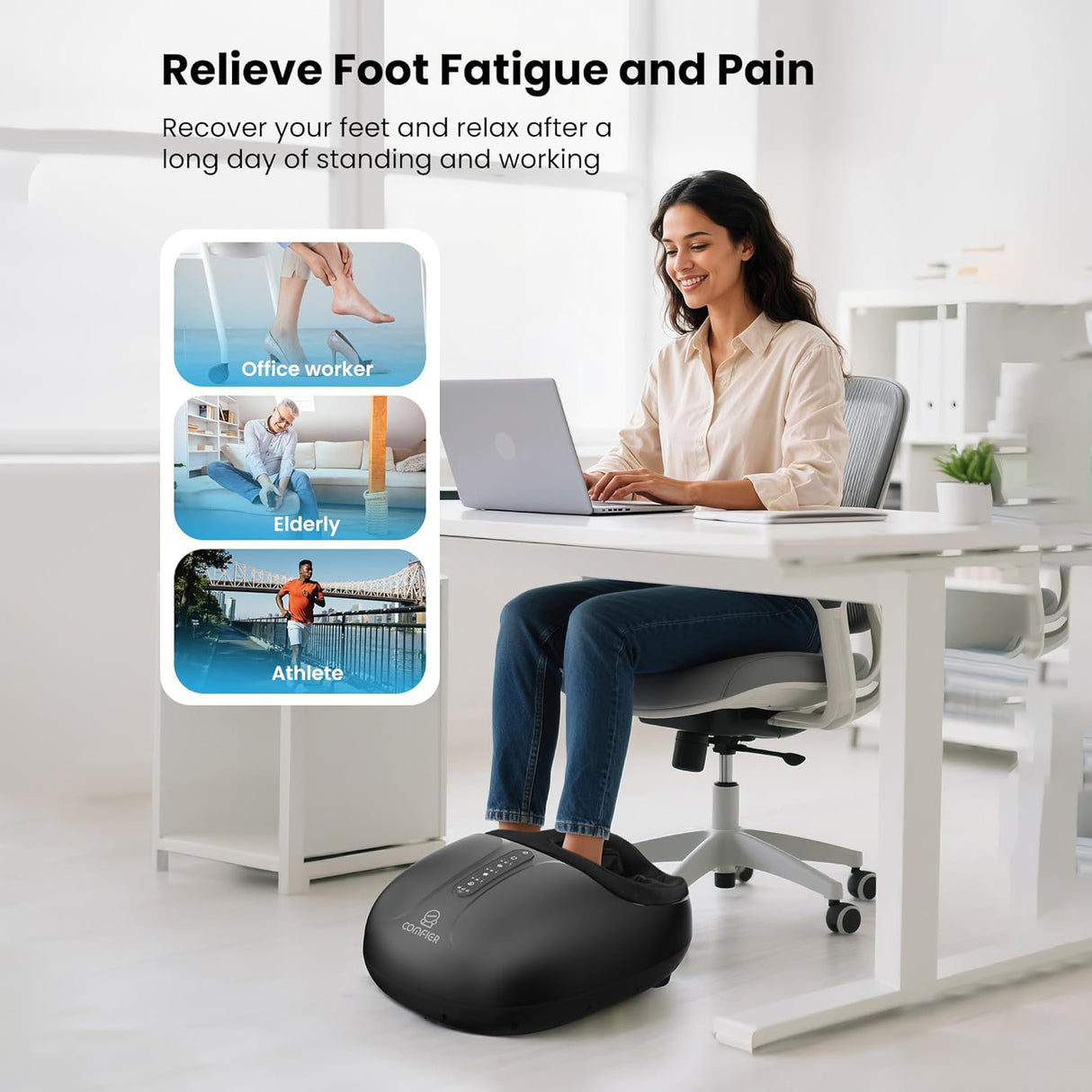 Shiatsu Heated Foot Massager with Deep Kneading, Rolling & Compression by COMFIER