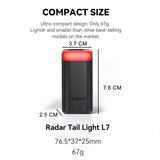 مصباح خلفي ذكي بالرادار L7 مع نظام متقدم لاكتشاف المركبات وتنبيه فرملة ذكي من CYCPLUS