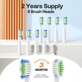 D2 Sonic Electric Toothbrush for Adults by Bitvae, 5 Cleaning Modes, 8 Brush Heads, IPX7 Waterproof with Travel Case