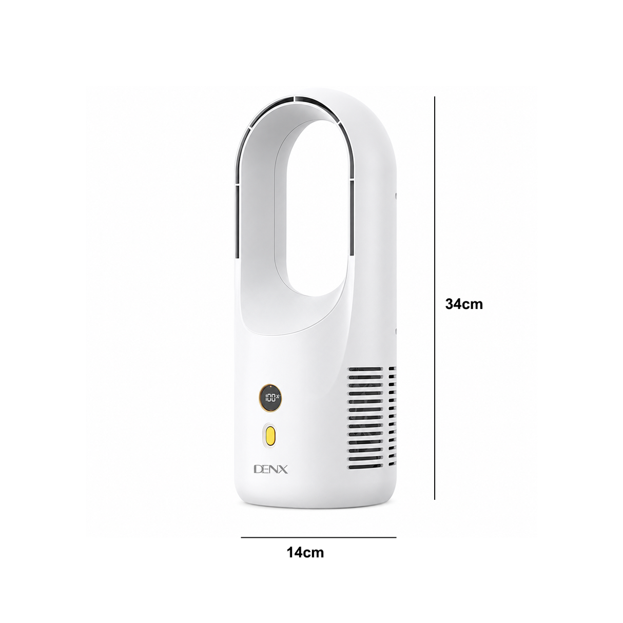 Intelligent Bladeless Fan, Portable Personal Desk Fan with 6-Speed 1800mAh Battery by Denx