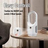 Intelligent Bladeless Fan, Portable Personal Desk Fan with 6-Speed 1800mAh Battery by Denx