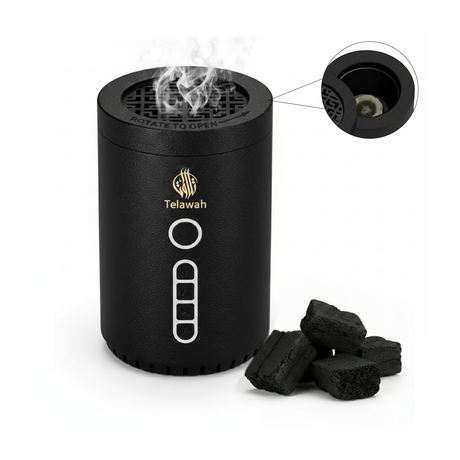 Smart Bakhoor Burner and Full Quran Speaker Electric Incense Burner with High-Heat Ceramic Chamber by Telawah | saska | saska.ae 