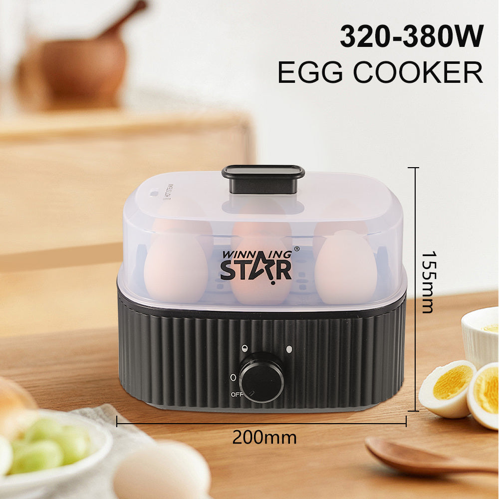 Electric Egg Cooker 6 Egg Capacity, 300W Rapid Egg Boiler with 3-Level Timer, Auto Shut-Off & Dry-Burn Protection by Winning Star