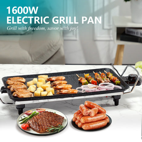 Multi-Functional Electric Grill Pan, 1600W Smokeless Indoor BBQ Grill & Non-Stick Electric Griddle with Adjustable Temperature Control by Winning Star