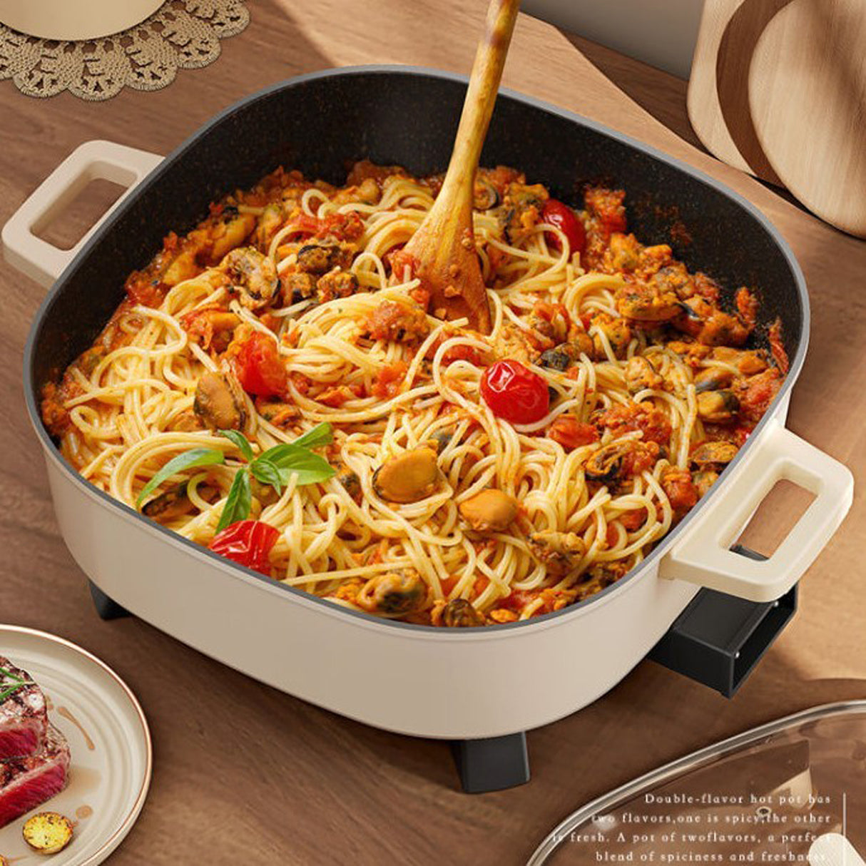 Multifunction Electric Pot 6L, Fast Heating Electric Cooking Pan by Denx