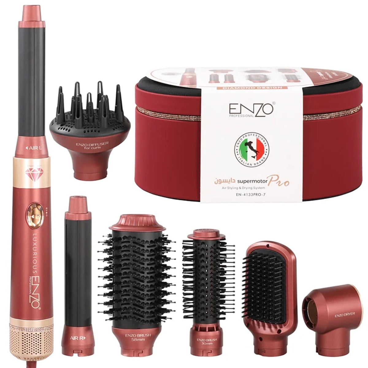 ENZO Professional 4133 Pro Supermotor 7-in-1 Hair Styler & Dryer Set