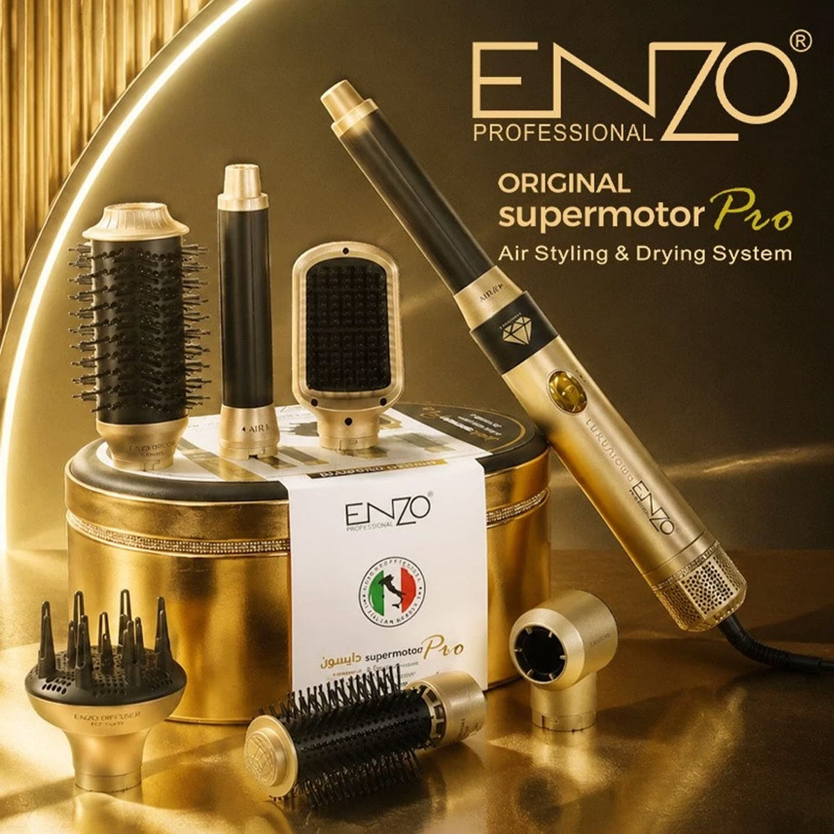 ENZO Professional 4133 Pro Supermotor 7-in-1 Hair Styler & Dryer Set
