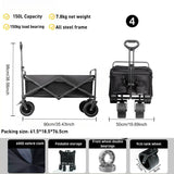 Foldable Wagon Cart 250 – Heavy Duty Folding Utility Cart with Wheels by Green Lion