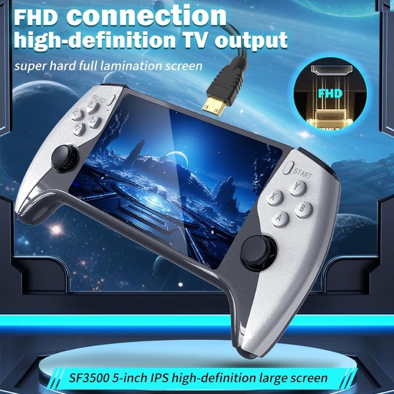 جهاز ألعاب ريترو محمول SF-3500 مع شاشة IPS عالية الدقة مقاس 5.5 بوصة وأكثر من 20,000 لعبة كلاسيكية