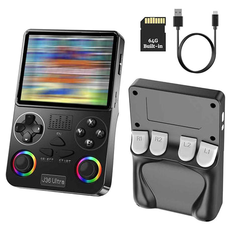 Portable Handheld Gaming Console J-36 Ultra with 3.5-Inch IPS Display, Pre installed 20,000+ Classic Games, Dual Analog Joysticks, 64GB Built-in Storage, Wi-Fi and 3000mAh Battery black buy now at saska