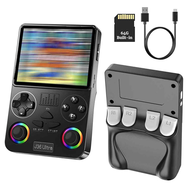 Portable Handheld Gaming Console J-36 Ultra with 3.5-Inch IPS Display, Pre installed 20,000+ Classic Games, Dual Analog Joysticks, 64GB Built-in Storage, Wi-Fi and 3000mAh Battery black buy now at saska