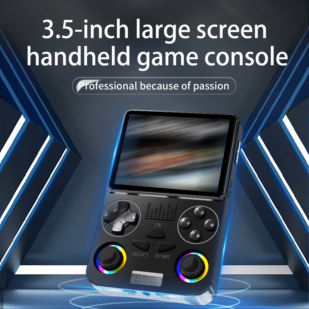 Portable Handheld Gaming Console J-36 Ultra with 3.5-Inch IPS Display, Preinstalled 20,000+ Classic Games, Dual Analog Joysticks, 64GB Built-in Storage, Wi-Fi and 3000mAh Battery