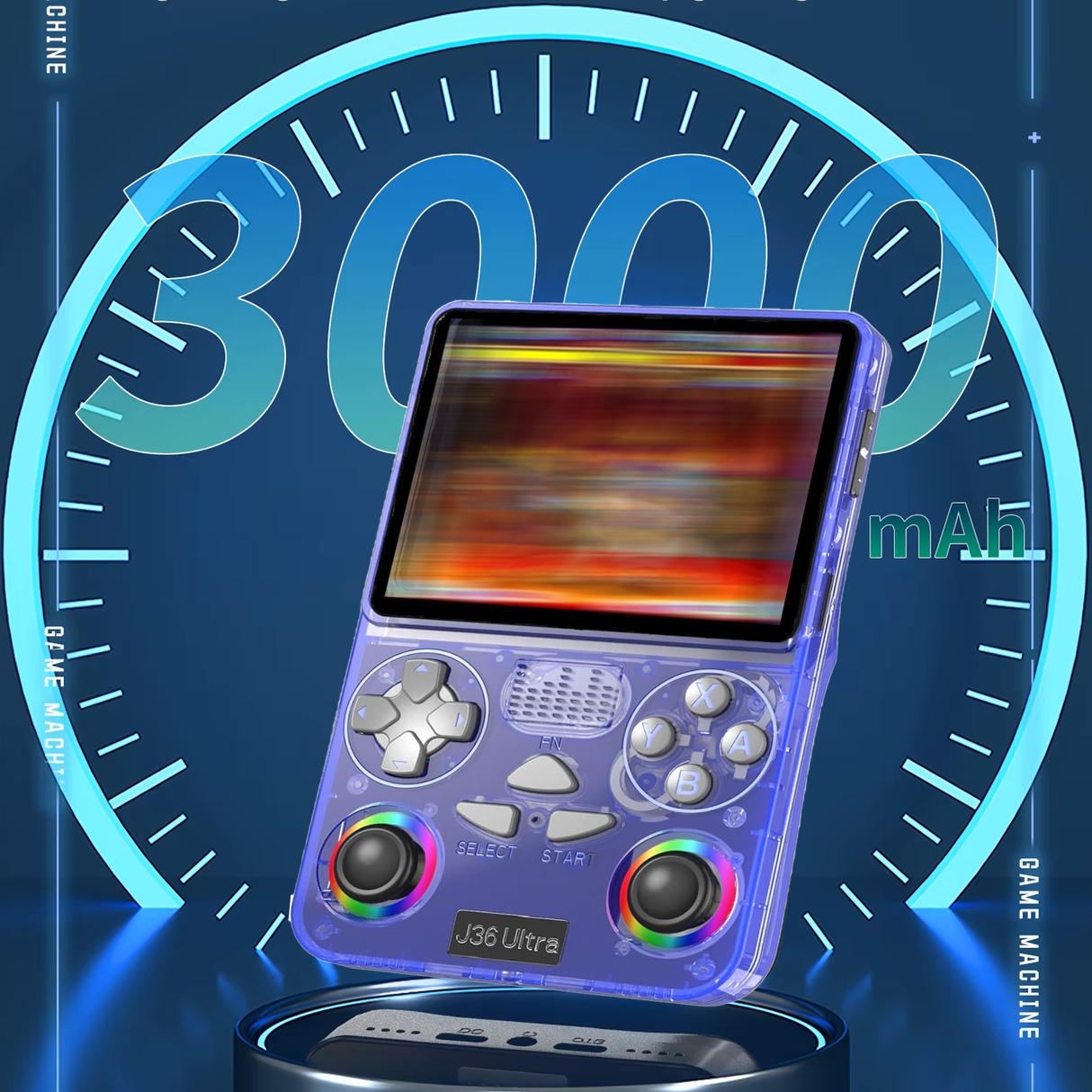 Portable Handheld Gaming Console J-36 Ultra with 3.5-Inch IPS Display, Preinstalled 20,000+ Classic Games, Dual Analog Joysticks, 64GB Built-in Storage, Wi-Fi and 3000mAh Battery