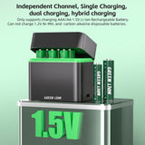 قاعدة شحن بطاريات AA وAAA بجهد 1.5 فولت ليثيوم مع منفذ USB-C موديل من Green Lion