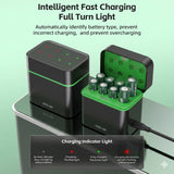 قاعدة شحن بطاريات AA وAAA بجهد 1.5 فولت ليثيوم مع منفذ USB-C موديل من Green Lion