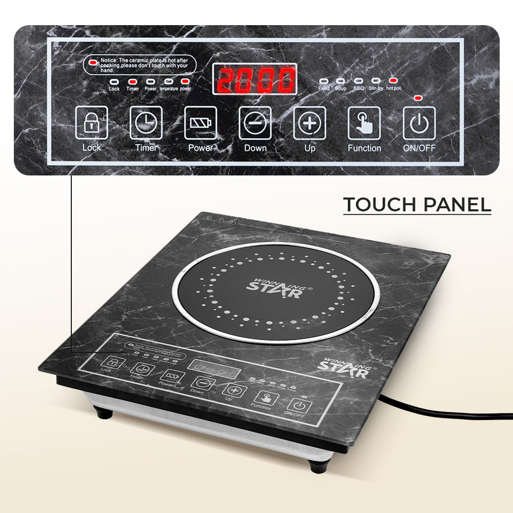 Infrared Ceramic Cooker with Touch Control, Timer & Marble Glass Top 2000W by Winning Star