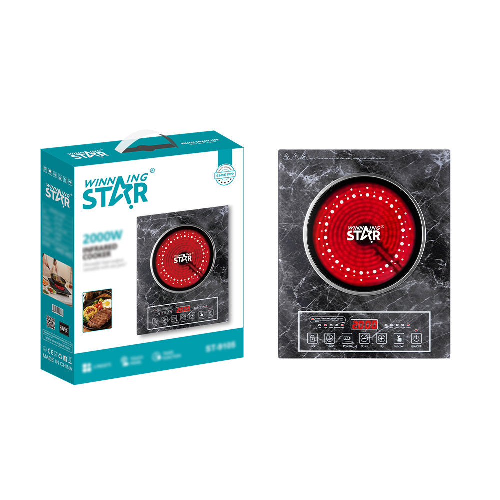 Infrared Ceramic Cooker with Touch Control, Timer & Marble Glass Top 2000W by Winning Star