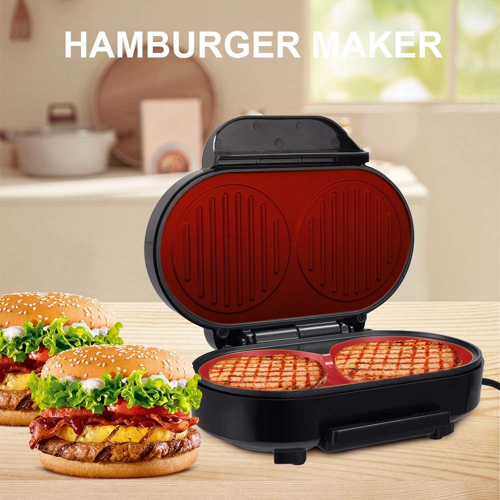Electric Hamburger Maker, 1000W Non-Stick Burger Grill Machine with Dual Cooking Plates by Winning Star
