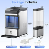 Portable Nugget Ice Maker Countertop with Self-Cleaning, Dual Water Tank, Quiet 45dB Operation & 38lbs Daily Ice Production