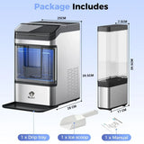 Portable Nugget Ice Maker Countertop with Self-Cleaning, Dual Water Tank, Quiet 45dB Operation & 38lbs Daily Ice Production