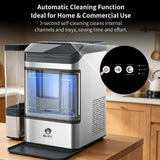 Portable Nugget Ice Maker Countertop with Self-Cleaning, Dual Water Tank, Quiet 45dB Operation & 38lbs Daily Ice Production