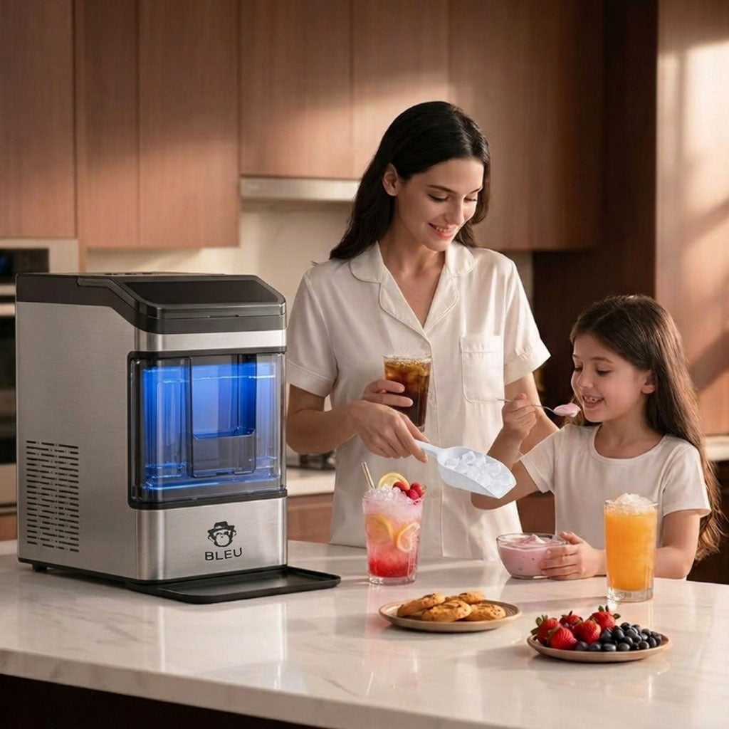 Portable Nugget Ice Maker Countertop with Self-Cleaning, Dual Water Tank, Quiet 45dB Operation & 38lbs Daily Ice Production