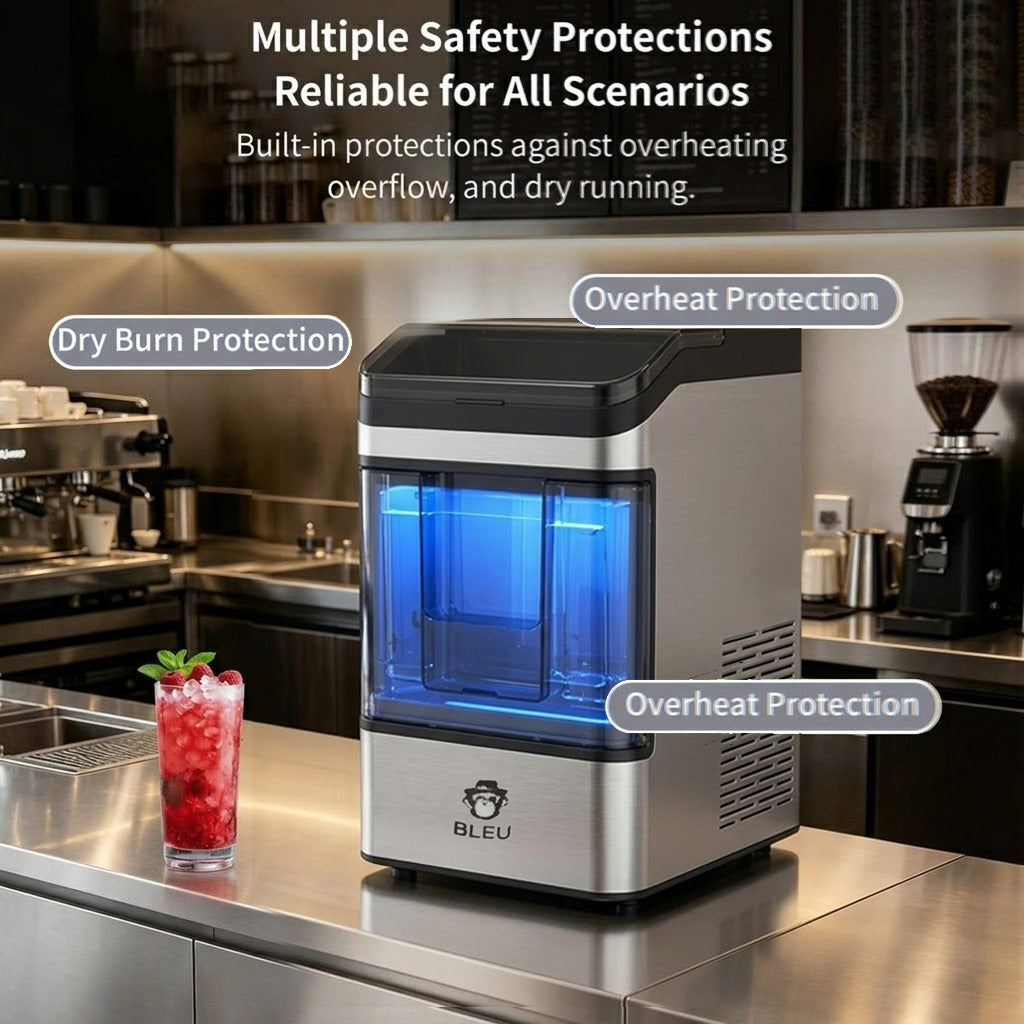 Portable Nugget Ice Maker Countertop with Self-Cleaning, Dual Water Tank, Quiet 45dB Operation & 38lbs Daily Ice Production