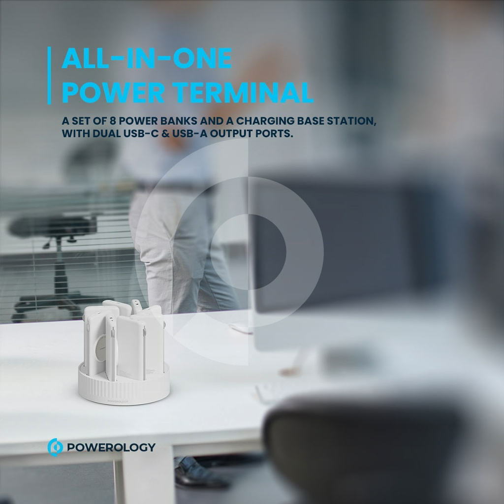 8-in-1 10000mAh Power Bank Charging Station with 120W Base 20W PD and 15W Wireless Charging by Powerology