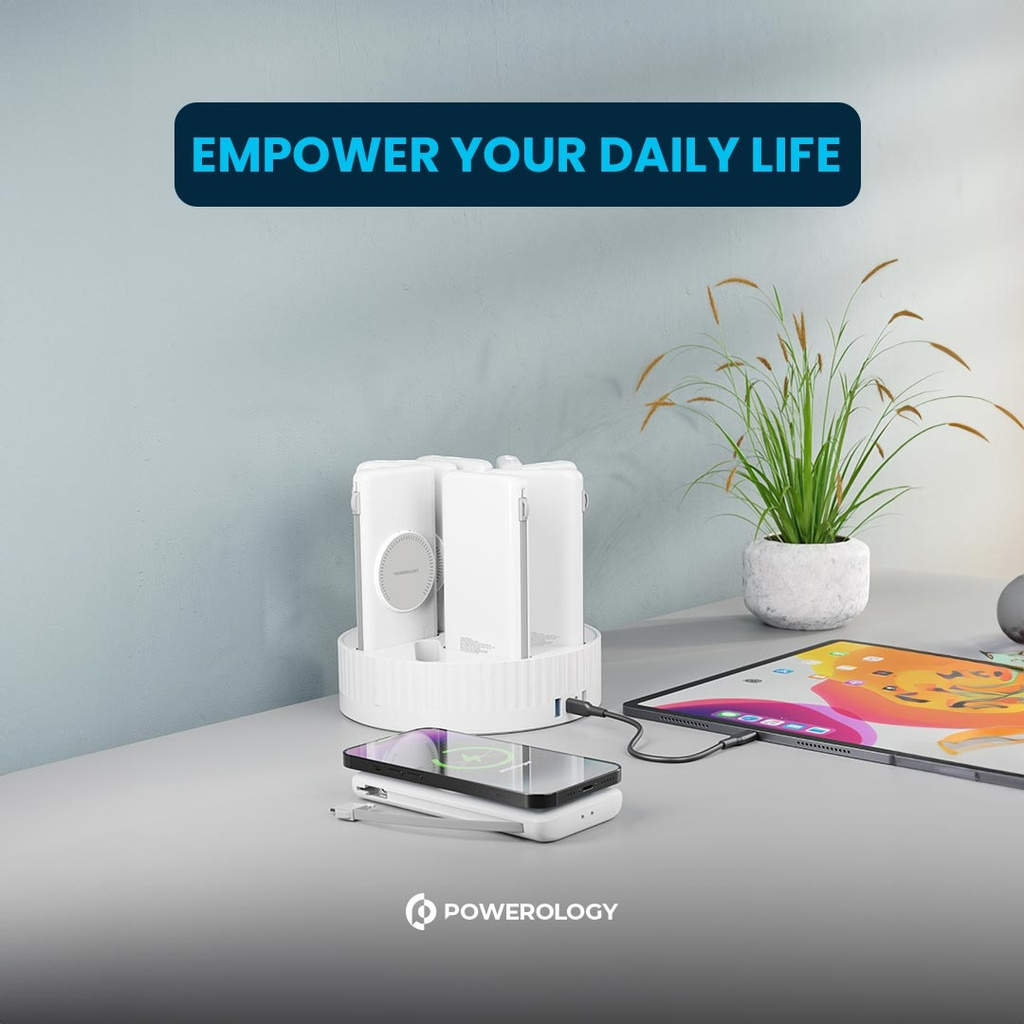 8-in-1 10000mAh Power Bank Charging Station with 120W Base 20W PD and 15W Wireless Charging by Powerology