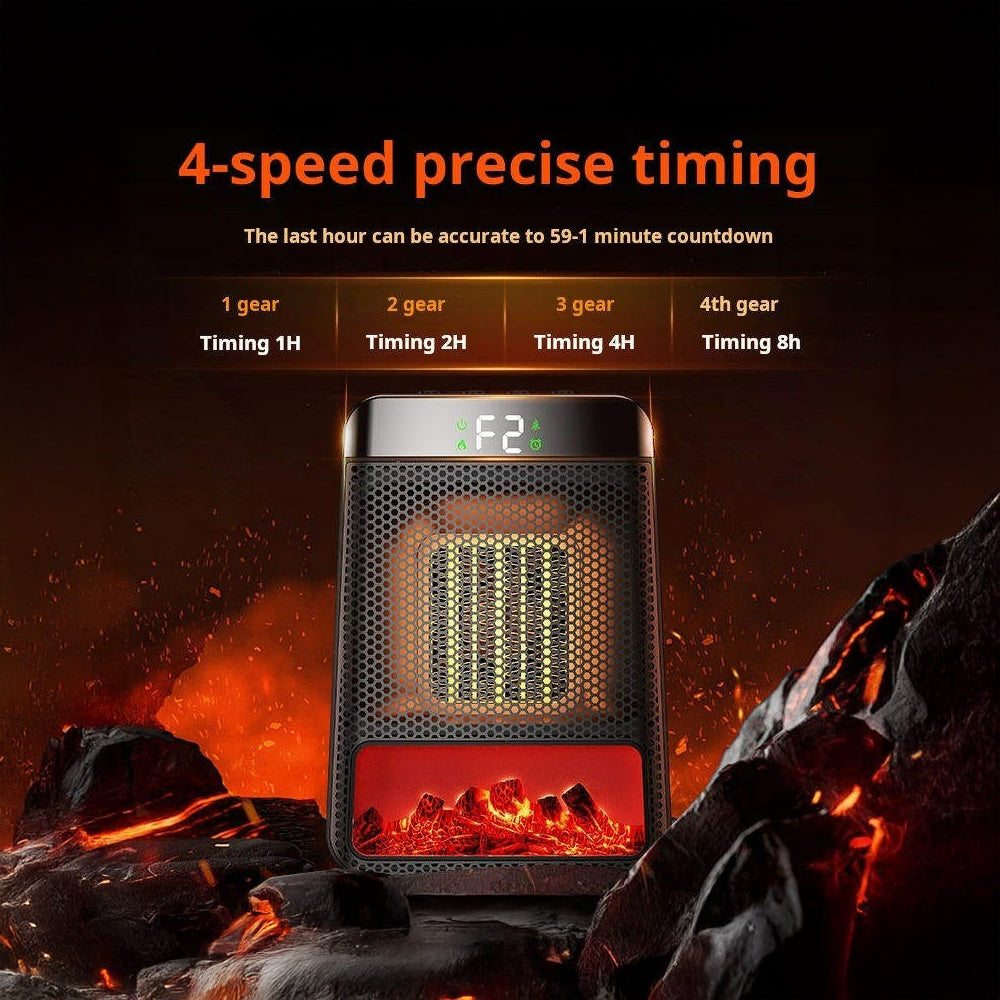  مدفأة كهربائية صغيرة مزودة بمنظم حرارة - مدفأة سيراميك سريعة التسخين مع إضاءة محيطة ديناميكية