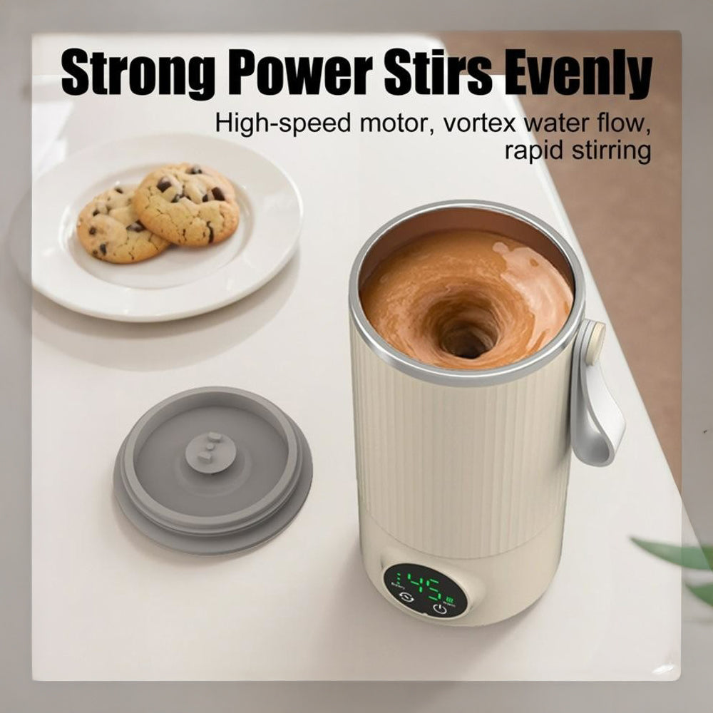 Electric Milk Warmer and Mixer – Portable 300mL Cup, 6 Temperature Levels, Great for Coffee by VVU&CCO