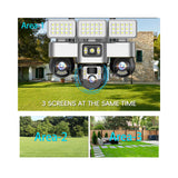 كاميرا مراقبة تعمل بالطاقة الشمسية 4G - عدسة ثلاثية بدقة 6 ميجابكسل، IP66 خارجية، رؤية ليلية، تنبيهات حركة، إضاءة شوارع مدمجة