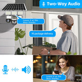 كاميرا مراقبة تعمل بالطاقة الشمسية 4G - عدسة ثلاثية بدقة 6 ميجابكسل، IP66 خارجية، رؤية ليلية، تنبيهات حركة، إضاءة شوارع مدمجة